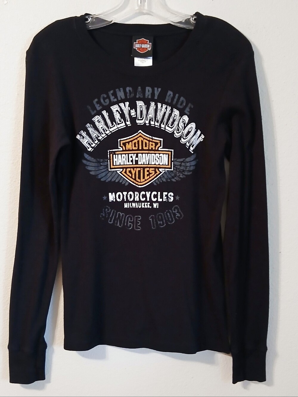 Harley Davidson Pullover Top Women's Size Large Y2K Wings Bikercore